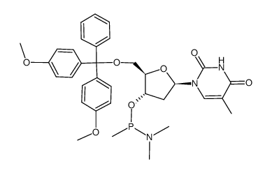 5'-O-dimethoxytritylthymidine-3'-N,N-dimethylaminomethylphosphine Structure