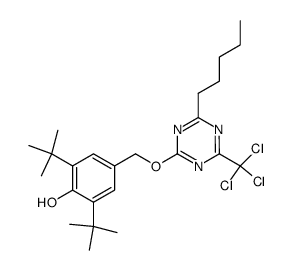 2,6-di-tert-butyl-4-(((4-pentyl-6-(trichloromethyl)-1,3,5-triazin-2-yl)oxy)methyl)phenol Structure