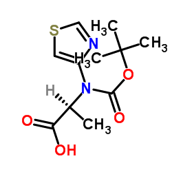 (S)-2-((叔丁氧基羰基)氨基)-3-(噻唑-4-基)丙酸结构式