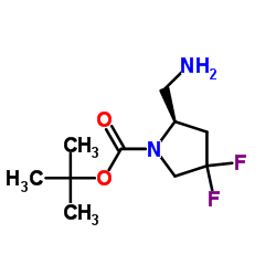 (2R)-2-(氨基甲基)-4,4-二氟吡咯烷-1-羧酸叔丁酯结构式