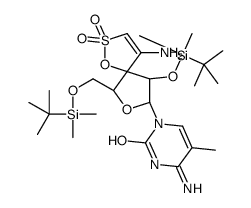 4-amino-1-[(6R,8R,9R)-4-amino-9-[tert-butyl(dimethyl)silyl]oxy-6-[[tert-butyl(dimethyl)silyl]oxymethyl]-2,2-dioxo-1,7-dioxa-2λ6-thiaspiro[4.4]non-3-en-8-yl]-5-methylpyrimidin-2-one结构式