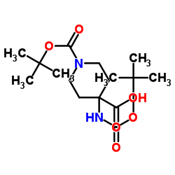 1-Boc-4-(Boc-氨基)哌啶-4-甲酸结构式