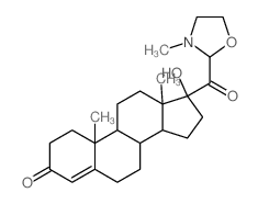 Androst-4-en-3-one,17-hydroxy-17-[(3-methyl-2-oxazolidinyl)carbonyl]-, (17a)- (9CI) Structure