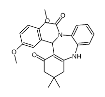 5-acetyl-6-(2,5-dimethoxyphenyl)-9,9-dimethyl-6,8,10,11-tetrahydrobenzo[b][1,4]benzodiazepin-7-one结构式