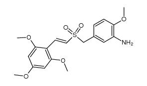 (E)-2',4',6'-triMethoxystyryl-4-Methoxy-3-aminobenzylsulfone, (E)-5-((2,4,6-triMethoxystyrylsulfonyl)Methyl)-2-Methoxybenzeneamine structure