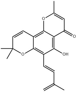 5-Hydroxy-2,8,8-trimethyl-6-[(E)-3-methyl-1,3-butadienyl]-4H,8H-benzo[1,2-b:3,4-b']dipyran-4-one结构式