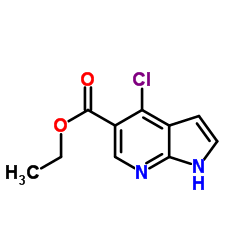 4-氯-1H-吡咯并[2,3-b]吡啶-5-羧酸乙酯结构式