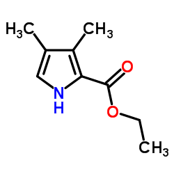 3,4-二甲基-1H-吡咯-2-羧酸乙酯结构式