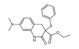 7-Dimethylamino-3-carbethoxy-3-phenylsulfenyl-3,4-dihydro-2-quinolone结构式