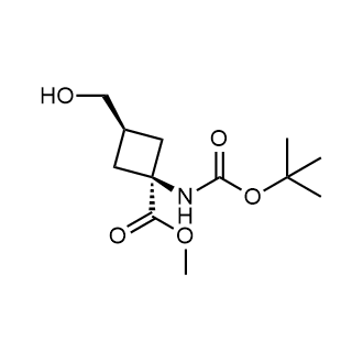 (1s,3s)-1-((叔丁氧羰基)氨基)-3-(羟甲基)环丁烷-1-羧酸甲酯结构式