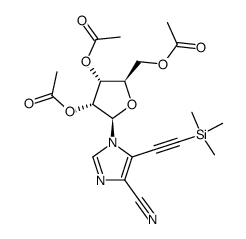 5-(2-(三甲基甲硅烷基)-1-乙炔基-1-基)-1-(2',3',5'-三-O-乙酰基-β-D-呋喃呋喃糖基)咪唑-4-碳腈图片