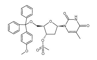 methanesulfonic acid (2R,3S,5R)-2-[bis(4-methoxyphenyl)phenylmethoxymethyl]-5-(5-methyl-2,4-dioxo-3,4-dihydro-2H-pyrimidin-1-yl)tetrahydrofuran-3-yl ester结构式