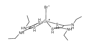 copper(I) bis(diethyldithiooxamide) bromide Structure