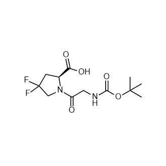 (S)-1-((叔丁氧羰基)甘氨酰)-4,4-二氟吡咯烷-2-羧酸结构式