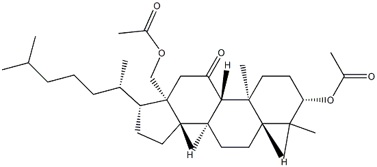 (20S)-3β,18-Dihydroxy-5α-lanostan-11-one diacetate结构式