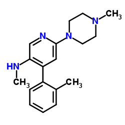 N-甲基-4-(2-甲基苯基)-6-(4-甲基-1-哌嗪基)-3-吡啶胺结构式