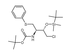 (3S)-t-butyldimethylsilyloxy-(2R)-(t-butyloxycarbonyl)amino-4-chloro-1-phenylthiobutane Structure