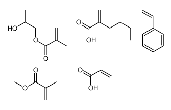 2-甲基-2-丙烯酸甲酯与2-丙烯酸丁酯、苯乙烯、1,2-丙二醇单(2-甲基-2-丙烯酸酯)和2-丙烯酸的聚合物结构式
