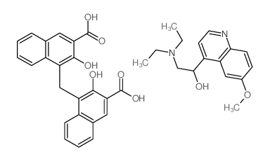 4-[(3-carboxy-2-hydroxy-naphthalen-1-yl)methyl]-3-hydroxy-naphthalene-2-carboxylic acid; 2-diethylamino-1-(6-methoxyquinolin-4-yl)ethanol Structure