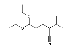 5,5-diethoxy-2-isopropyl-pentanenitrile结构式