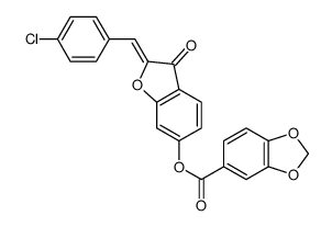 [2-[(4-chlorophenyl)methylidene]-3-oxo-1-benzofuran-6-yl] 1,3-benzodioxole-5-carboxylate结构式