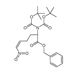 Benzyl (2R,5E)-2-(bis{[(2-methyl-2-propanyl)oxy]carbonyl}amino)-6 -nitro-5-hexenoate结构式