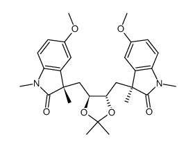 (3S)-5-methoxy-3-[((4S,5S)-5-{[(3S)-5-methoxy-1,3-dimethyl-2-oxo-1,3-dihydro-2H-indol-3-yl]methyl}-2,2-dimethyl-1,3-dioxolan-4-yl)methyl]-1,3-dimethyl-1,3-dihydro-2H-indol-2-one结构式