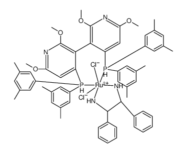 Ruthenium, [(3S)-4,4'-bis[bis(3,5-dimethylphenyl)phosphino-κP]-2,2',6,6'-tetramethoxy-3,3'-bipyridine]dichloro[(1S,2S)-1,2-diphenyl-1,2-ethanediamine-κN,κN']-, (OC-6-13) Structure