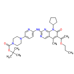4-[6-[[6-(1-丁氧基乙烯基)-8-环戊基-5-甲基-7-氧代-7,8-二氢吡啶并[2,3-d]嘧啶-2-基]氨基]吡啶-3-基]哌嗪-1-羧酸叔丁酯结构式