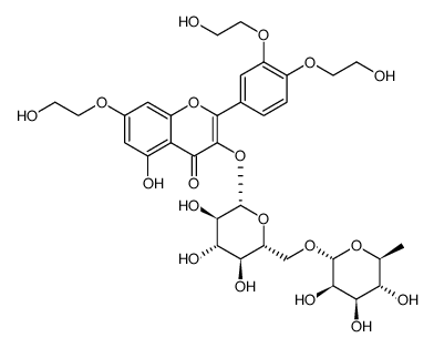 4H-1-Benzopyran-4-one, 2-[3,4-bis(2-hydroxyethoxy)phenyl]-3-[[6-O-(6-deoxy-α-L-mannopyranosyl)-β-D-glucopyranosyl]oxy]-5-hydroxy-7-(2-hydroxyethoxy) Structure