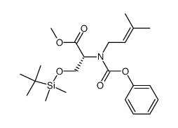 methyl O-(tert-butyldimethylsilyl)-N-(3-methylbut-2-en-1-yl)-N-(phenoxycarbonyl)-D-serinate Structure
