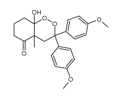 4,4-bis(4-methoxyphenyl)-1-hydroxy-6-methyl-2,3-dioxa[4.4.0]decan-7-one Structure