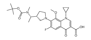 3R,1S-1-cyclopropyl-6-fluoro-7-[3-(1-N-tertbutoxycarbonyl-N-methylaminoethyl)-1-pyrrolidinyl]-8-methoxy-1,4-dihydro-4-oxo-3-quinolinecarboxylic acid Structure