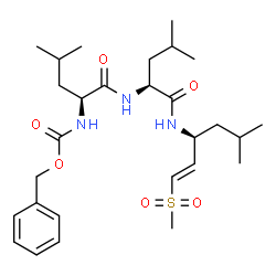 benzyl N-[(1S)-3-methyl-1-[[(1S)-3-methyl-1-[[(E,3S)-5-methyl-1-methyl sulfonyl-hex-1-en-3-yl]carbamoyl]butyl]carbamoyl]butyl]carbamate结构式