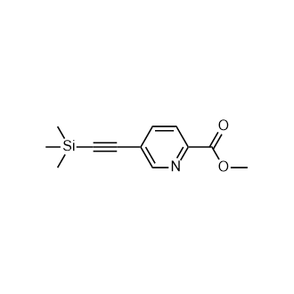 2-Pyridinecarboxylicacid,5-[2-(trimethylsilyl)ethynyl]-,methylester Structure
