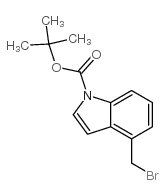 4-溴甲基-1H-吲哚-1-羧酸-1,1-二甲基乙酯结构式