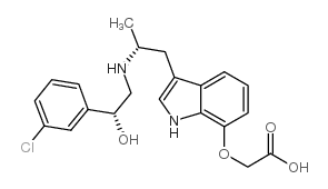 2-[[3-[(2R)-2-[[(2R)-2-(3-chlorophenyl)-2-hydroxy-ethyl]amino]propyl]- 1H-indol-7-yl]oxy]acetic acid结构式