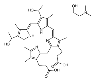 3-[18-(2-carboxyethyl)-8,13-bis(1-hydroxyethyl)-3,7,12,17-tetramethyl-22,23-dihydroporphyrin-2-yl]propanoic acid,2-(dimethylamino)ethanol Structure