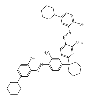 (6E)-4-cyclohexyl-6-[[4-[1-[4-[(2E)-2-(3-cyclohexyl-6-oxocyclohexa-2,4-dien-1-ylidene)hydrazinyl]-3-methylphenyl]cyclohexyl]-2-methylphenyl]hydrazinylidene]cyclohexa-2,4-dien-1-one Structure