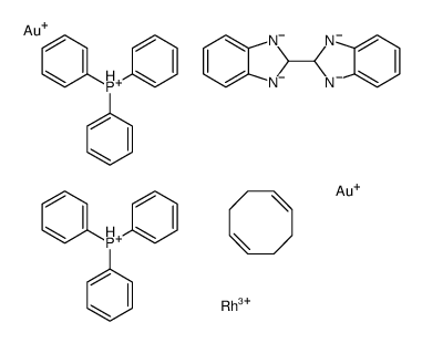 2-(2H-benzimidazole-1,3-diid-2-yl)-2H-benzimidazole-1,3-diide,cycloocta-1,5-diene,gold(1+),rhodium(3+),triphenylphosphanium Structure
