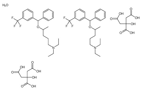 N,N-diethyl-4-[phenyl-[3-(trifluoromethyl)phenyl]methoxy]pentan-1-amin e, 2-hydroxypropane-1,2,3-tricarboxylic acid, hydrate structure