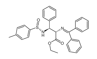 (SS,2S,3S)-(+)-ethyl 2-N-(diphenylmethylideneamino)-3-N-(p-toluenesulfinyl)amino-3-phenylpropanoate结构式
