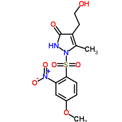 4-(2-Hydroxyethyl)-1-[(4-methoxy-2-nitrophenyl)sulfonyl]-5-methyl-1,2-dihydro-3H-pyrazol-3-one结构式