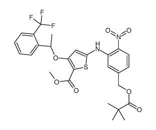 ((2-(三氟甲基)苯基)乙氧基)噻吩-2-羧酸甲酯(R)-5-((2-硝基-5-((新戊酰氧基结构式