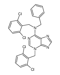 Benzyl-(2,6-dichloro-benzyl)-[3-(2,6-dichloro-benzyl)-3H-purin-6-yl]-amine Structure