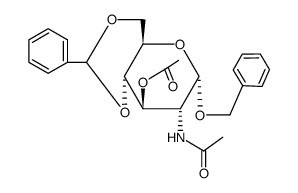 2-乙酰氨基-4,6-O-亚苄基-2-脱氧-α-D-吡喃葡萄糖苷3-乙酸苄酯结构式