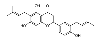 5,7-dihydroxy-2-[4-hydroxy-3-(3-methylbut-2-enyl)phenyl]-6-(3-methylbut-2-enyl)chromen-4-one结构式