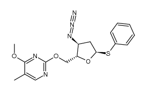 2-(((2S,3S,5R)-3-azido-5-(phenylthio)tetrahydrofuran-2-yl)methoxy)-4-methoxy-5-methylpyrimidine结构式