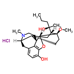 (5α,18R)-18-[(2R)-2-Hydroxy-2-pentanyl]-6-methoxy-17-methyl-18,19 -dihydro-4,5-epoxy-6,14-ethenomorphinan-3-ol hydrochloride (1:1) Structure