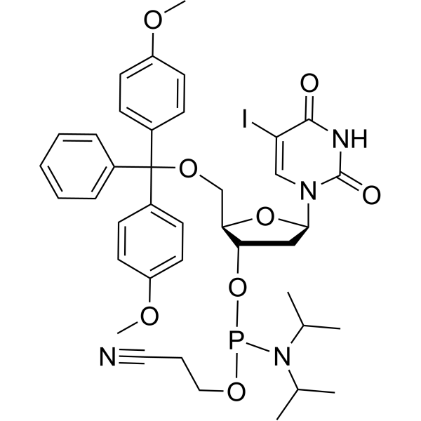 N-blocked-5'-O-DMT 3'-CED iododeoxyuridine phosphoramidite Structure